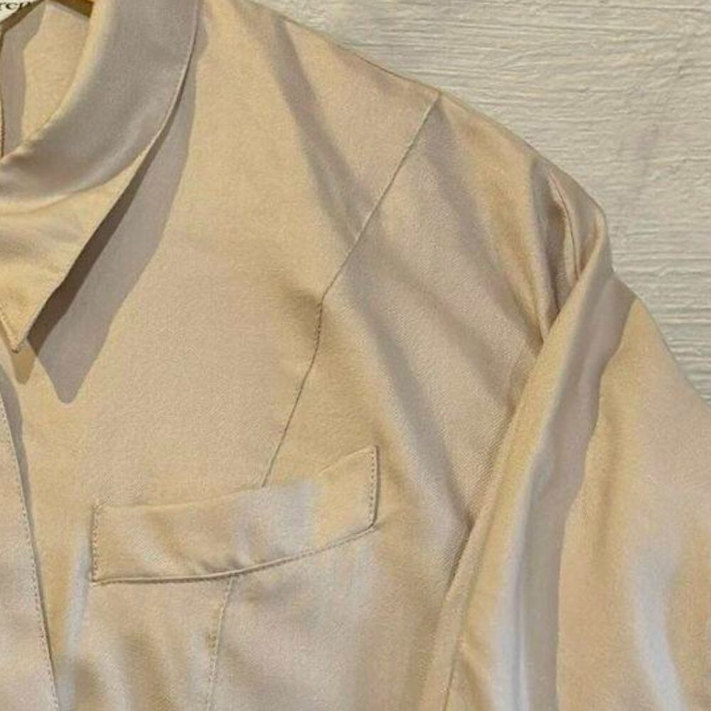 Chic Cream Double-Breasted Collared Jacket - image 4